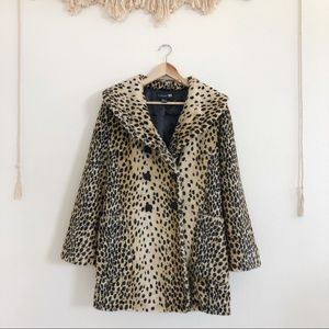 Forever 21 Leopard Cheetah Print Faux Fur Pea Coat